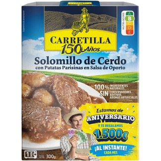 CARRETILLA solomillo de cerdo con patatas parisinas en salsa de oporto envase 300 g neto escurrido