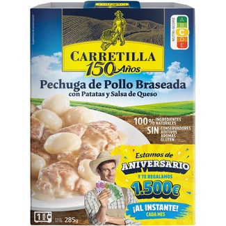 CARRETILLA pechuga de pollo braseada con patatas y salsa de queso sin gluten envase 300 g neto escurrido