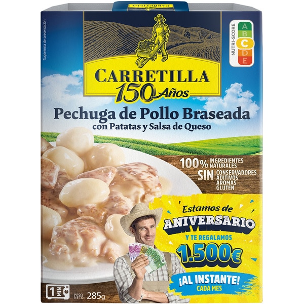 Gegrillte Hühnchenbrust mit Kartoffeln und Käsesauce glutenfrei Behälter 300 g netto Abtropfgewicht