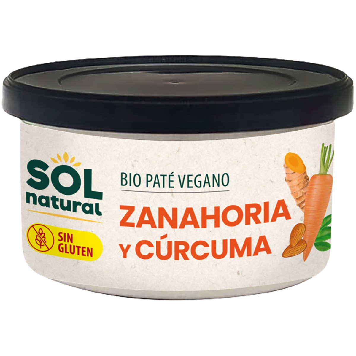 paté vegano ecológico de zanahoria y cúrcuma sin gluten