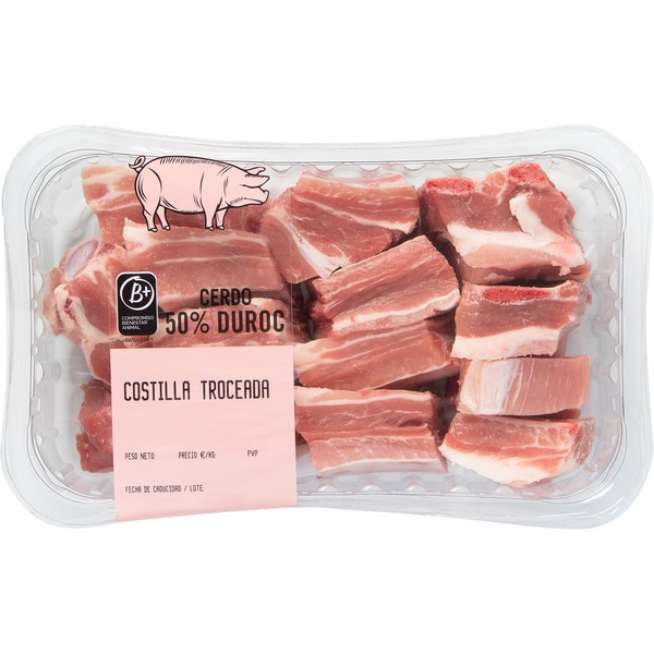 Schweinerippchen mit viel Fleisch 50% Duroc ungefähres Gewicht Schale 700 g