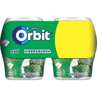 ORBIT chicles de hierbabuena sin azúcar pack 2 botes 46 grajeas