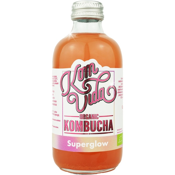Organic kombucha Superglow ecológica botella 250 ml