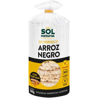 SOL NATURAL Bio-Cracker aus schwarzem Reis mit Kurkuma, glutenfrei, energiereich und nährstoffreich Behälter 100 g