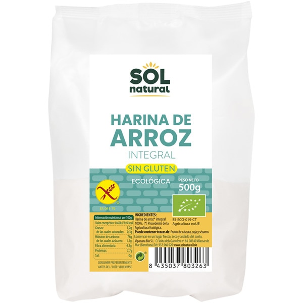 organic wholegrain rice flour bag 500 g