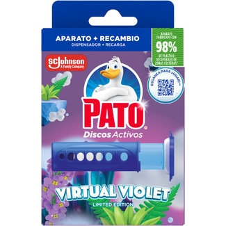 PATO WC-Desinfektionsmittel Aktivgel-Scheiben Virtuel Violet Gerät + Nachfüllpackung 6 Einheiten