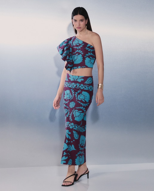 Falda midi estampada