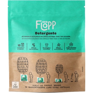 FLOPP detergente ecológico para todo tipo de ropa bolsa 16 cápsulas