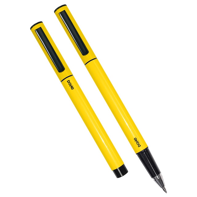Bolígrafo de tinta de gel azul modelo Elipse marca Dohe color amarillo intenso..
