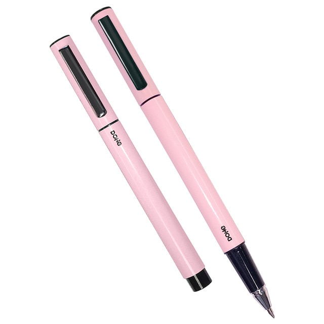Bolígrafo de tinta de gel azul modelo Elipse marca Dohe color rosa pastel..