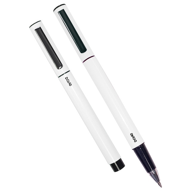 Bolígrafo de tinta de gel azul modelo Elipse marca Dohe color blanco..