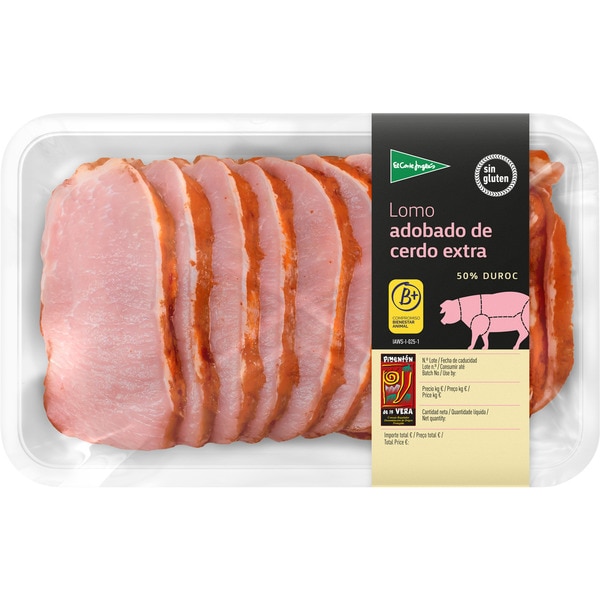 premium marinated pork loin 50% Duroc breed gluten-free approximate weight tray 600 g