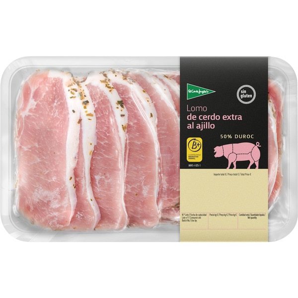 premium pork loin with garlic 50% Duroc breed gluten-free approximate weight tray 600 g