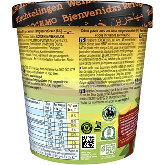 Helado crema nata con salsa de mango y piezas sabor chocolate blanco tarrina 465 ml - Ben & Jerry's