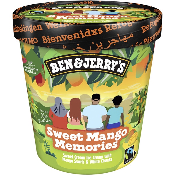 Cremeeis Sahne mit Mangosauce und Stückchen weiße Schokoladengeschmack Becher 465 ml