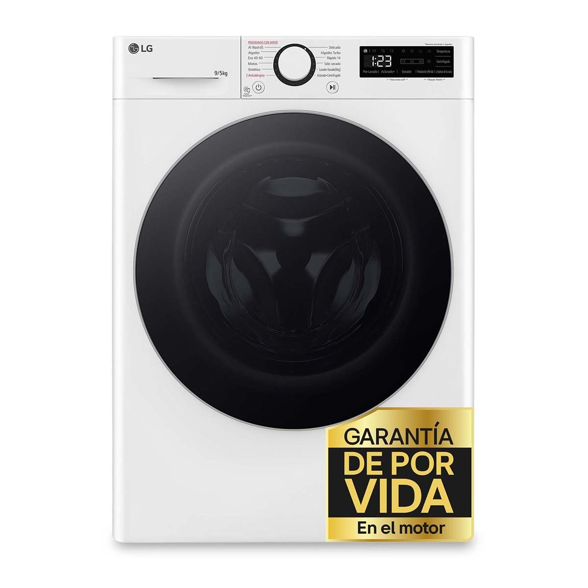LG - Lavadora secadora LG 9 kg lavado, 5 kg secado, 1200 rpm, inteligencia artificial - F2DR5S09A1W.