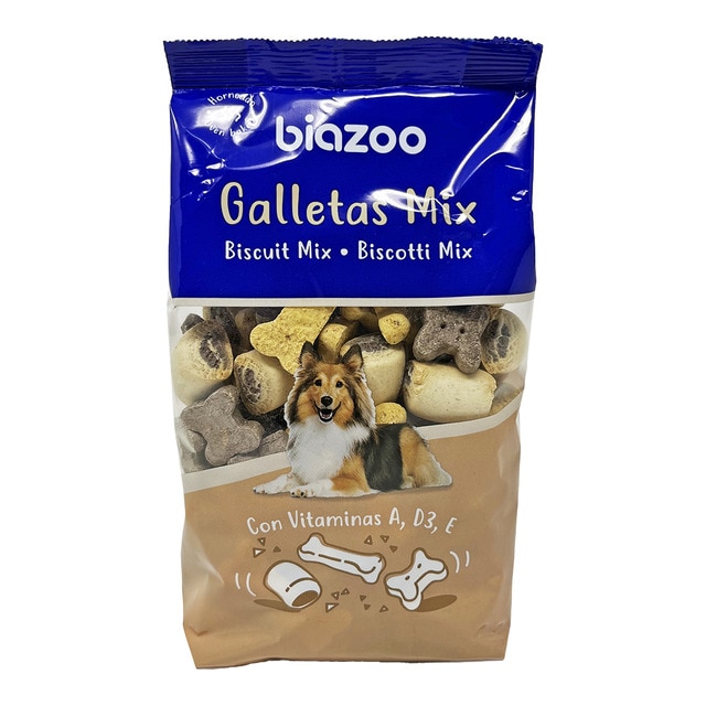 Biazoo – Snack para perros adultos Biazoo hueso vainillla y galleta con carne 500 g.