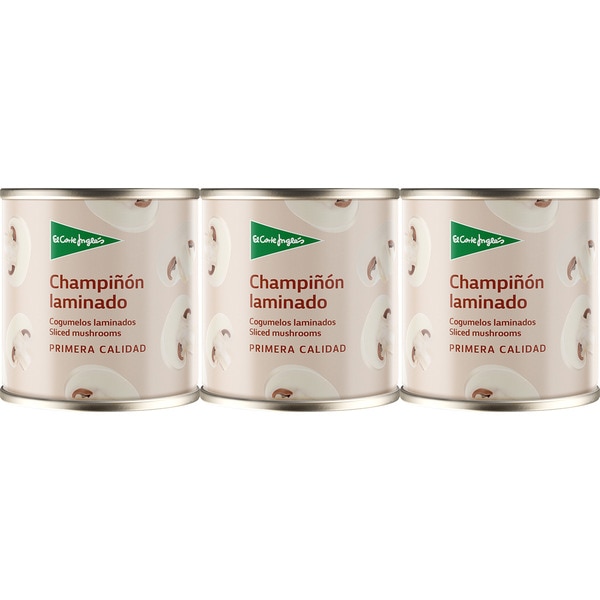 champiñón laminado pack 3 latas 105 g neto escurrido