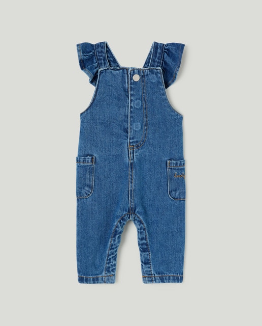 Peto denim largo de bebé niña