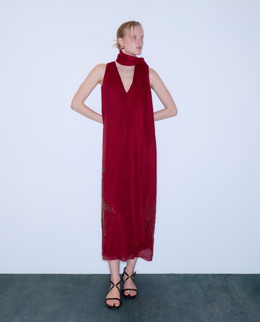 Vestido liso sin mangas de mujer