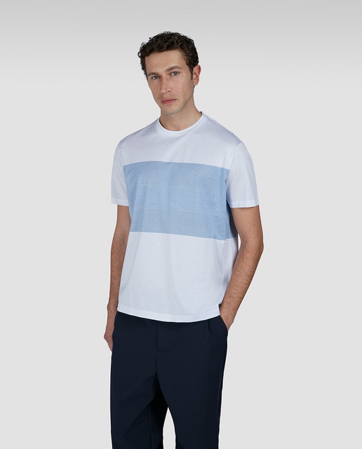 Camiseta de hombre manga corta mini rayas centrales