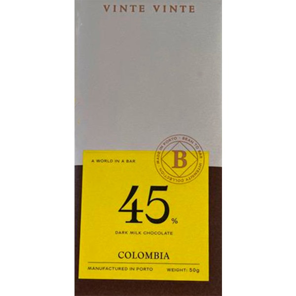 Chocolate Negro 45% Cacau Colômbia tablete 50 g