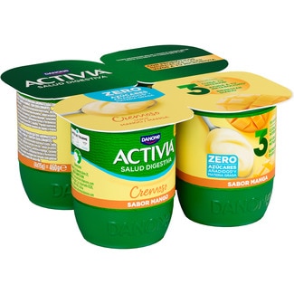 DANONE ACTIVIA bífidus cremoso sabor mango desnatado 0% m.g. 0% azúcares añadidos pack 4 unidades 115 g