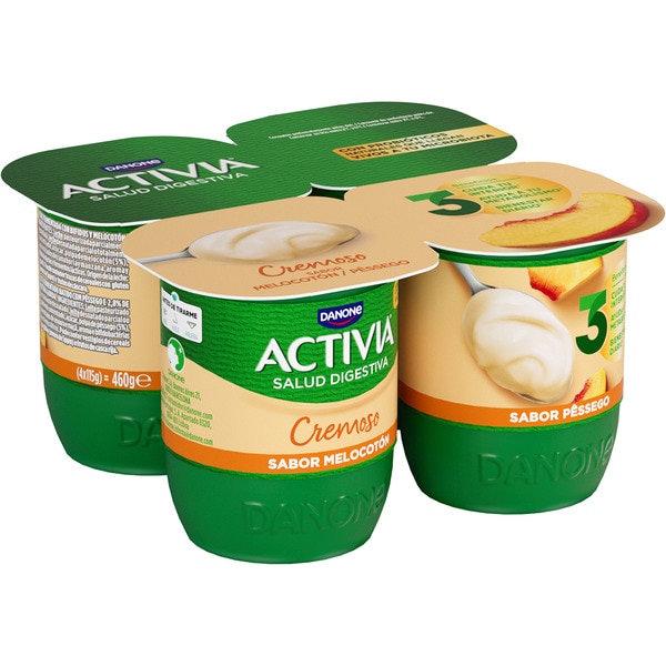 bífidus cremoso sabor melocotón sin gluten pack 4 unidades 115 g