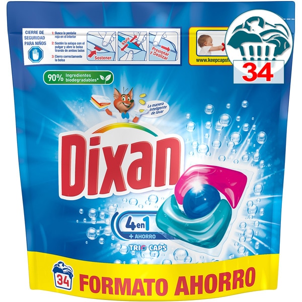 detergente cápsulas Total 3 + 1 Trio Caps bolsa 34 cápsulas