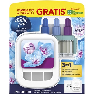 AMBIPUR ambientador eléctrico frescor de Abril 3 fragancias aparato + recambio