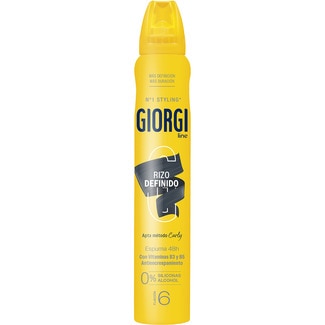 GIORGI espuma Rizo Definido apta método Curly Anti encrespamiento Hidratación 48 h Fijación 6 spray 250 ml 0% siliconas y alcohol