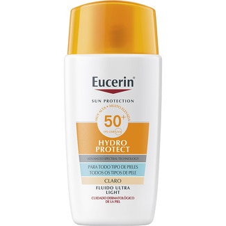 EUCERIN protección solar facial muy alta  SPF50+ fluido ultra ligero tono claro envase 50 ml para todo tipo de pieles