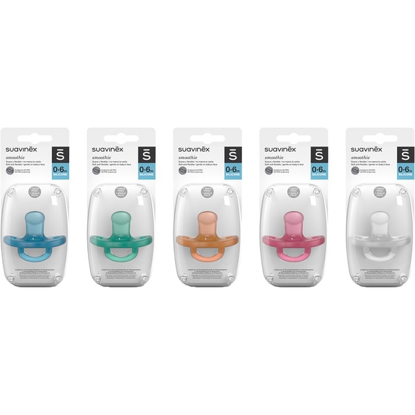 Schnuller Smoothie ganz aus Silikon mit anatomischem Sauger für 0-6 Monate Karton 1 Einheit verschiedene Farben, Sortiment nach Bestand