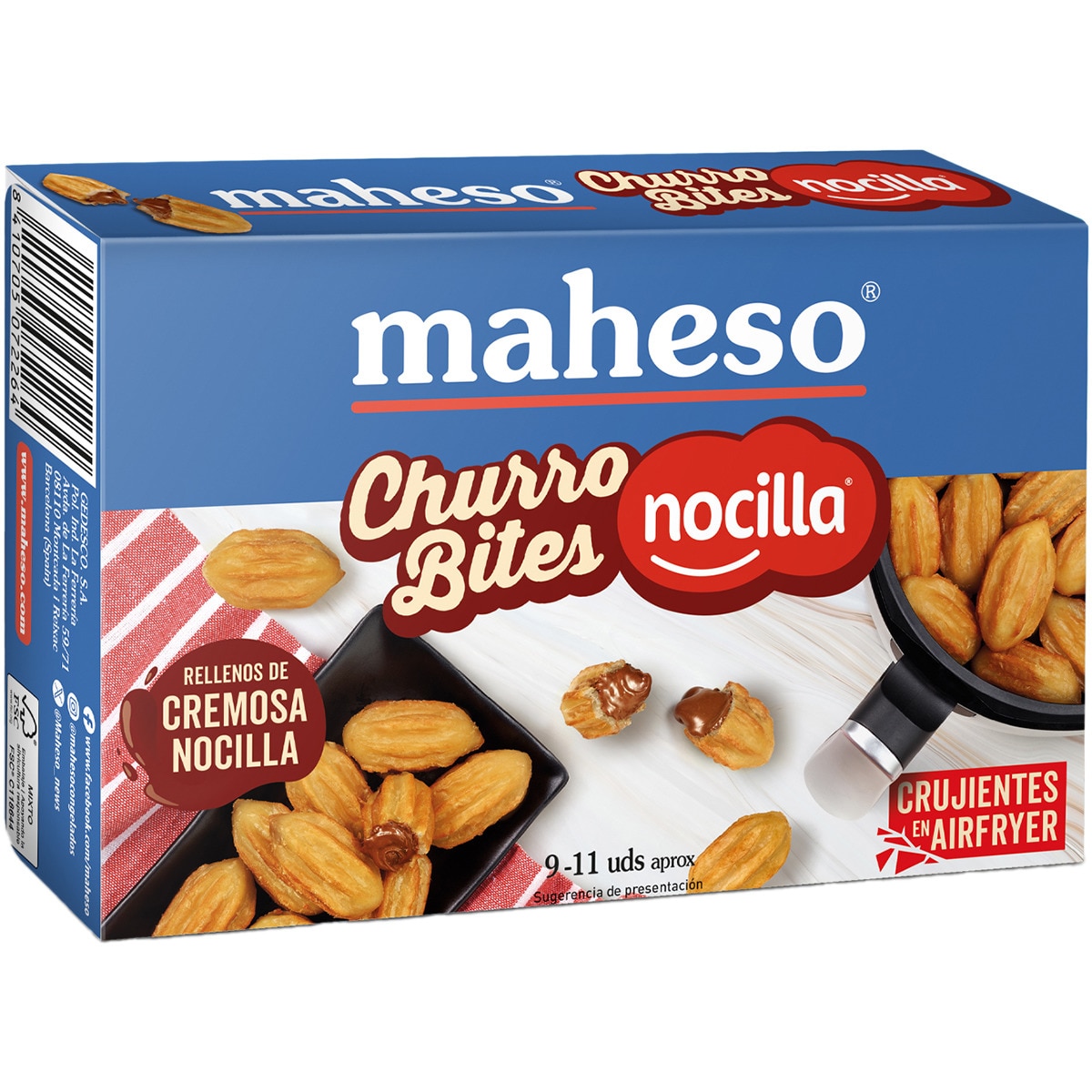 churros bite rellenos de cremosa nocilla de 9 a 11 piezas