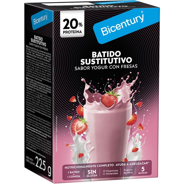 yoghurt flavoured substitute shake with strawberries 5-pack, gluten free case 225 g
