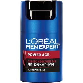 L'OREAL MEN EXPERT Power Age Anti-Aging-Creme für Männer Feuchtigkeitspflege 24 Stunden Hyaluronsäure Dosierspender 50 ml