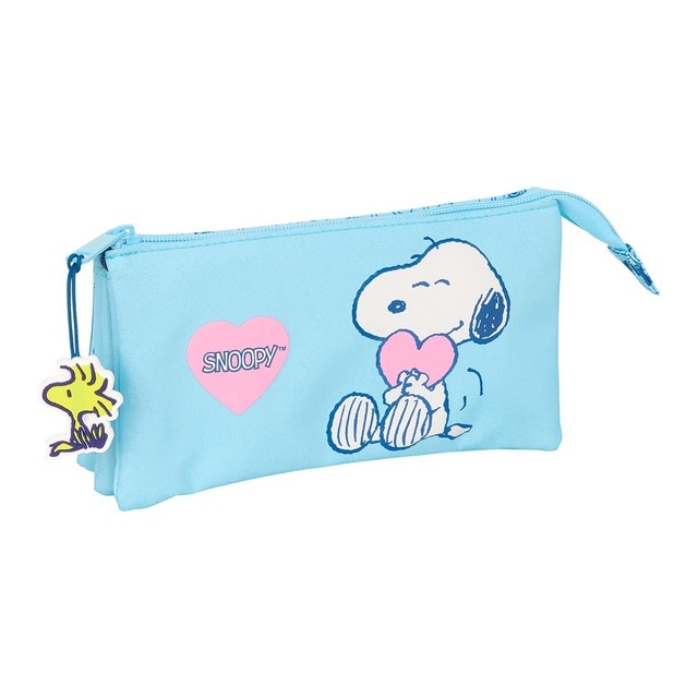 Portatodo triple Snoopy Safta azul claro.