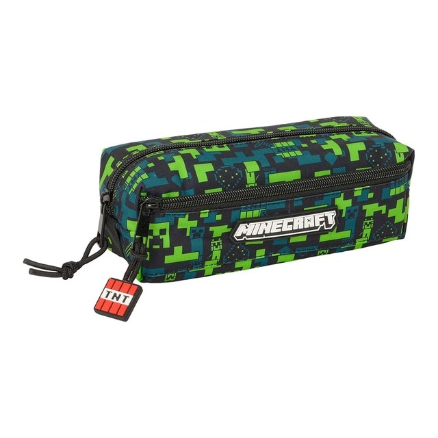 Portatodo triple pequeño con goma elastica 22cm Minecraft Safta multicolor.
