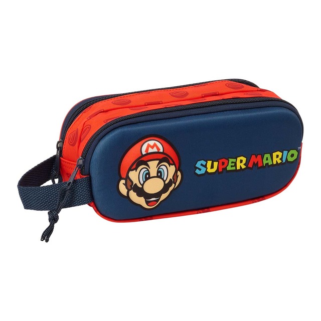 Portatodo doble 3D Super Mario Bros Safta azul marino y rojo.