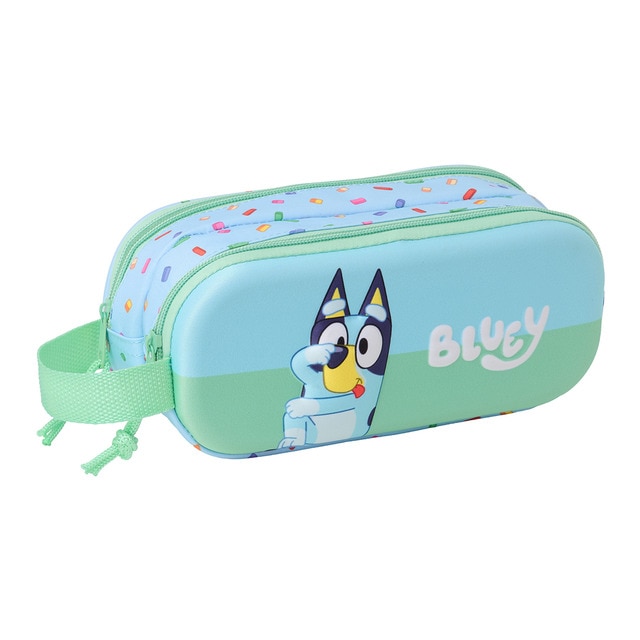 Portatodo doble 3D Bluey Safta azul claro.