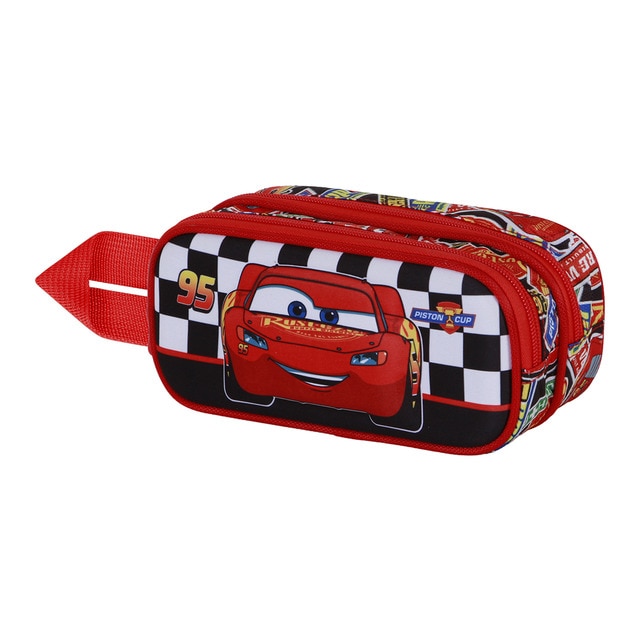 Estuche portatodo doble 3D Cars 3 racer Disney Karactermania rojo.