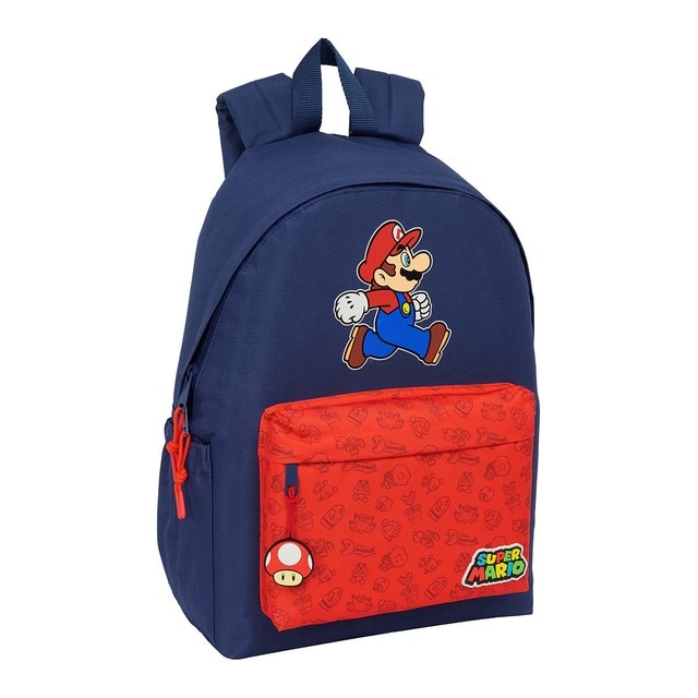 Mochila para portatil 14,1' Super Mario Bros Safta azul oscuro y rojo.