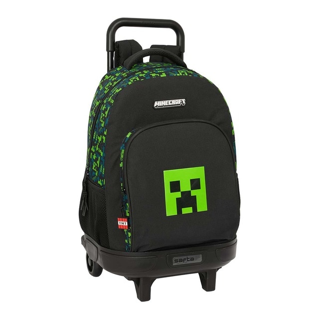 Mochila grande con ruedas compact extraible Minecraft Safta multicolor.