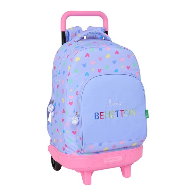 Mochila grande con ruedas compact extraible Benetton Safta lila.