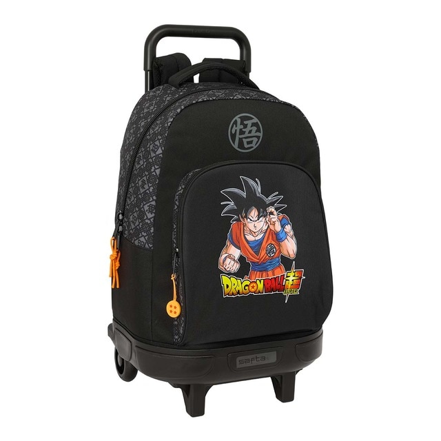 Mochila grande con ruedas compact extraible Dragon ball Safta negro.