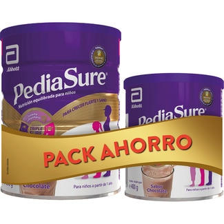 PEDIASURE complemento nutricional infantil sabor chocolate para niños de 1 a 10 años pack ahorro bote 850 g + bote de 400 g