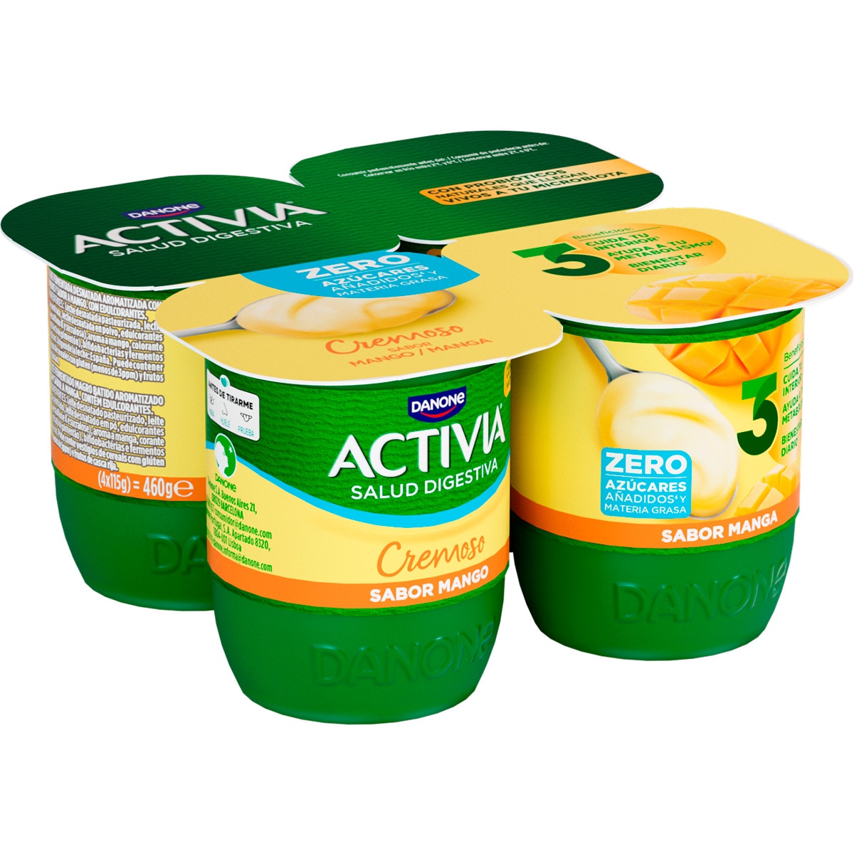 Activia Iogurte de Manga 0% Pack 4 unidades embalagem | 115 g