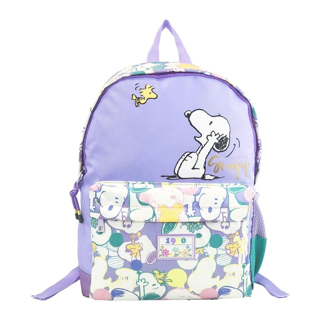 Mochila juvenil adaptable a troley Snoopy CyP Brands morado.