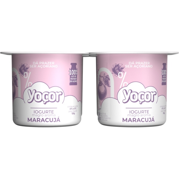Iogurte Magro Aroma a Maracujá 0% Açúcares Adicionados sem Lactose Pack 4 embalagem 125 g