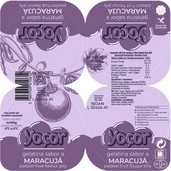 Gelatina de Maracujá Pack 4 embalagem 100 g